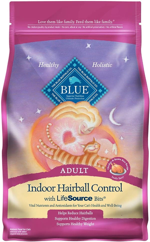 Best Cat Food for Indoor Cats Vet Recommended - Blue Buffalo Indoor Hairball Control & Weight Control Natural Adult Dry Cat Food, Chicken & Brown Rice