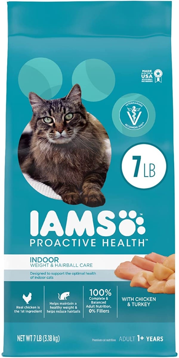 Best Cat Food for Long-haired Cats - IAMS PROACTIVE HEALTH Adult Indoor Weight & Hairball Care Dry Cat Food