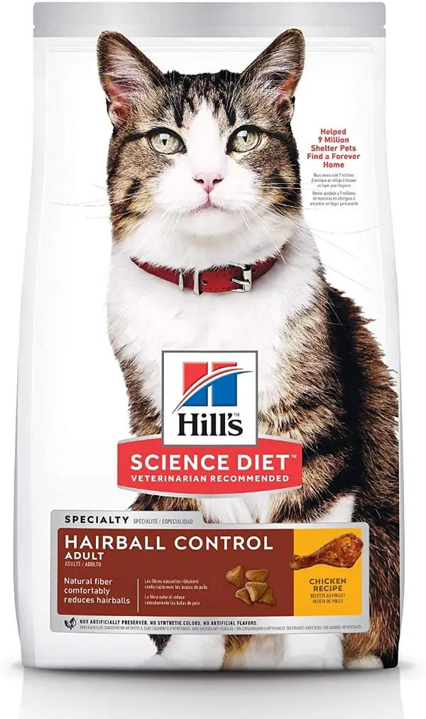 Best Food for Cat Hair Loss - Hill’s Science Diet Dry Cat Food, Adult, Hairball Control, Chicken Recipe